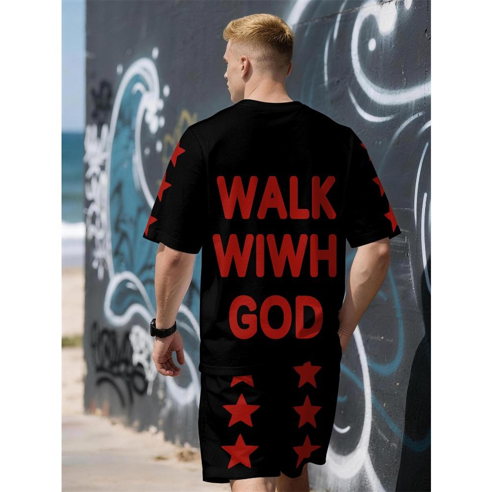 Summer New Men's Short-Sleeved Set with 3D Skull Pattern Print - Street Casual Fashion Comfortable and Soft
