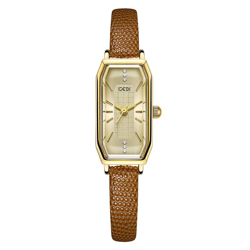 Retro Small Square Watch Niche High-End Waterproof Middle School Student Watch Small Leather Quartz Watch