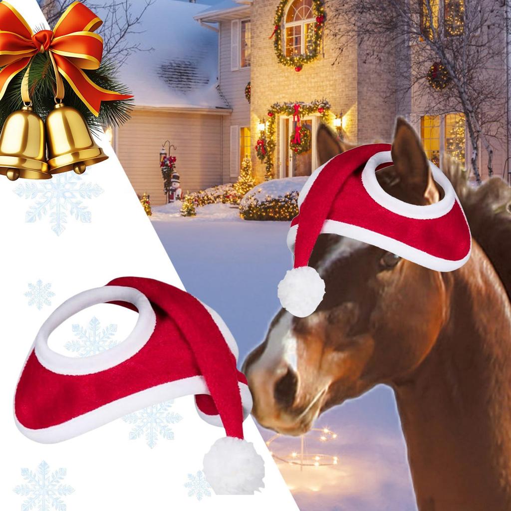 Christmas Red Horse Hat Horse Saddle Cushion Christmas Equine Costume Horse Bareback Pad For Pet Parents Animal Lovers
