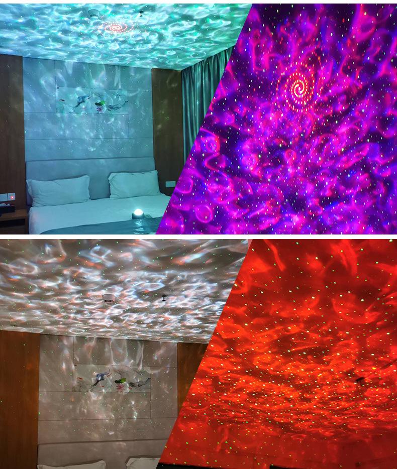 Bluetooth Starry Sky Projector: LED Water Wave, Laser Stars, Colorful Night Light, Creative Gift Lamp