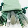 Makeup Brushes 13pcs Green Skin Friendly Bristles Washable Reusable Portable Storage Bag Professional Cosmetic Brushes