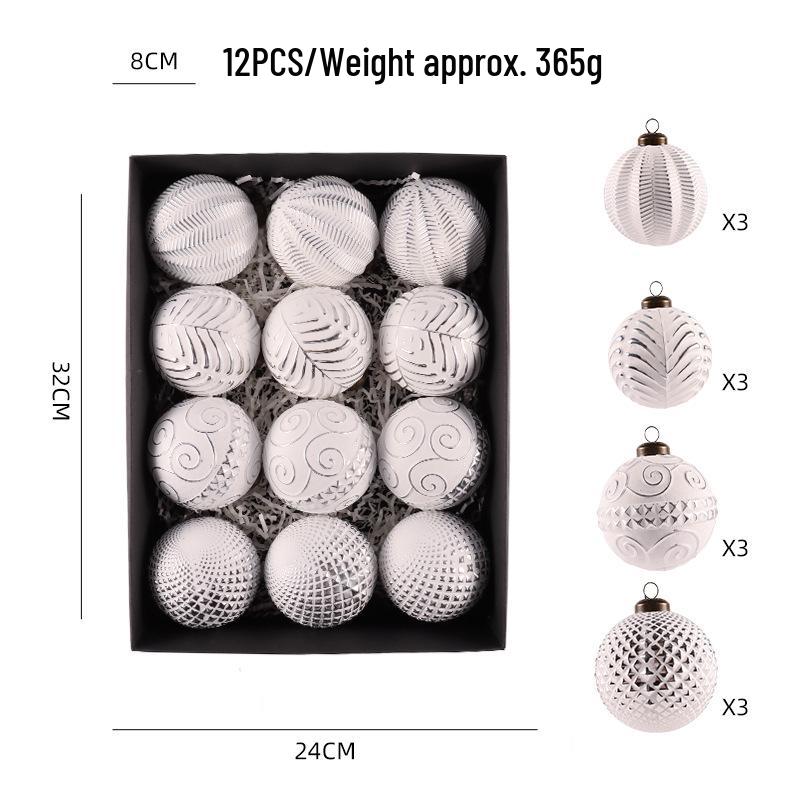 Retro 8cm Christmas Ball Set: 12 Decorative Ornaments for Festive Scenes and Tree Decoration
