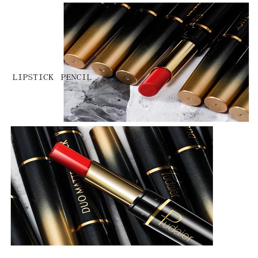 Dobbelhodet leppestift lipliner matt lipgloss 16 farger leppestift