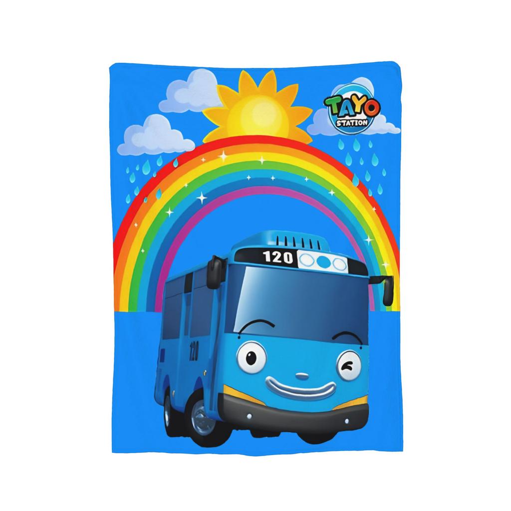 Tayos Little Bus Cartoon Blankets Flannel Vintage Warm Throw Blankets for Home AutumnWinter