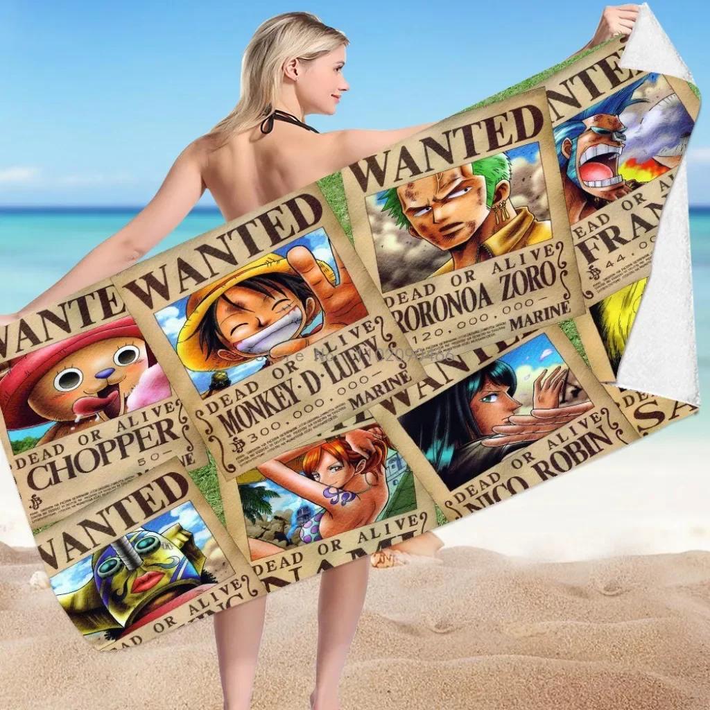 2026 Hot Bandai Anime One Piece Bath Towel Beach Towel Mat Fast Drying Bathroom Beach Towel Kids Boys Washcloth Blanket Gifts