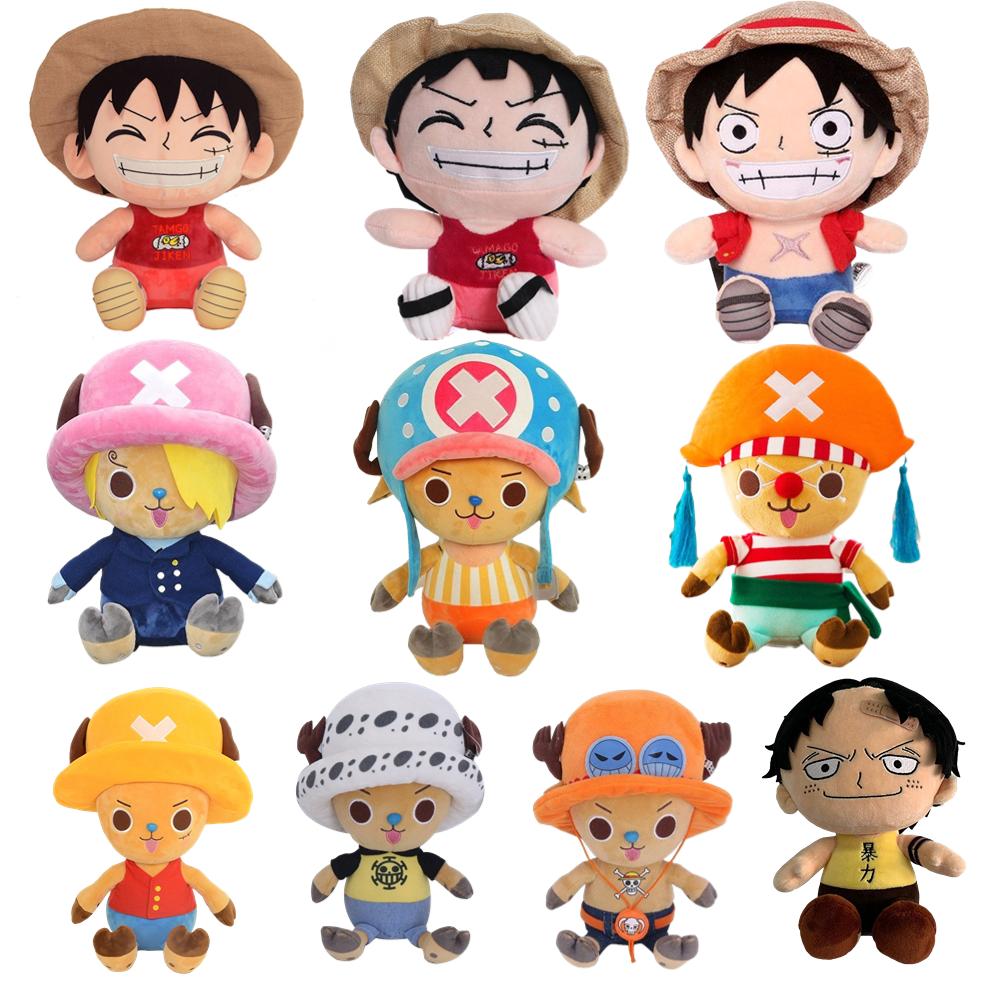 14-20cm One Piece Japan Anime Plush Toys Luffy Chopper Ace Figure Stuffed Dolls Cute Cartoon Doll Children Xmas Gifts
