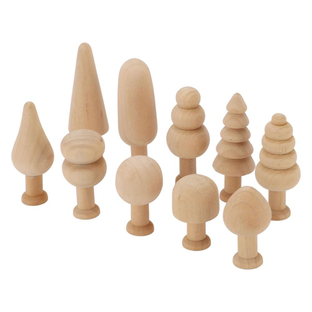 20 Pcs 25mm Blank Wooden Peg Trees Smooth Edges Mini Wooden Pendants Home Holiday Decoration