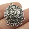 10pcs Round Earring Connector Charms For DIY Vintage Chandelier Earring Making Antique Silver Plated Findings Accessories