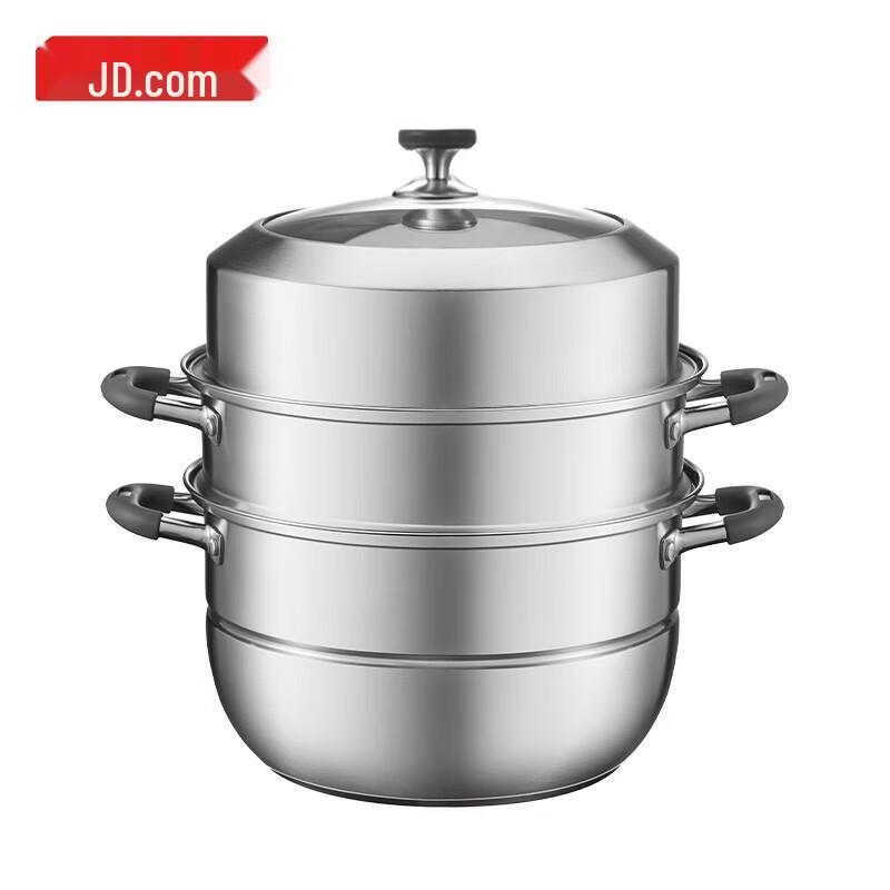 Jingdong Crafted 304 Stainless Steel 3-Layer Steamer Pot