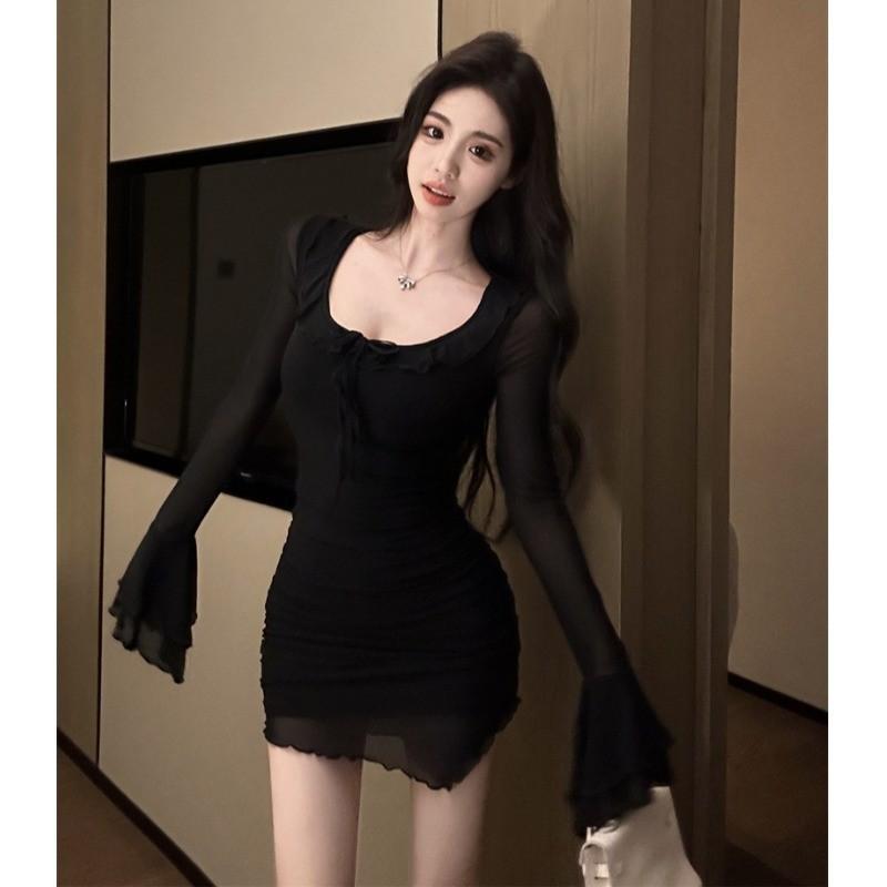 Royal sister style sexy hottie shows figure slim fit hip wrap dress purple beautiful beautiful small skirt
