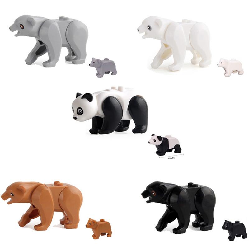 MOC Zoo Animals Building Blocks African Elephant Camel Deer Wolf Crocodile Tiger Lion Sheep Warhorse Mini Brick Kid Toy Gift S06