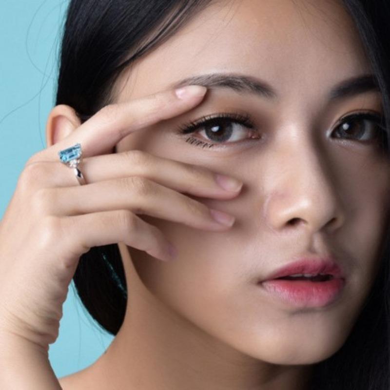 Příslušenství k zásnubnímu prstenu Cratopapa Stone Evropský a americký vznešený 18k barevný safírový prsten