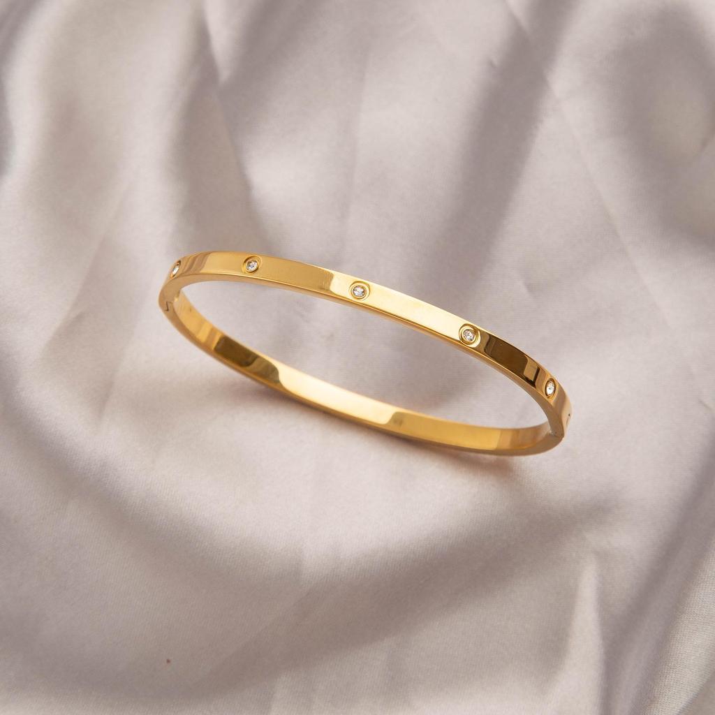 Leichter Luxus High-End Voll Diamant Titanstahl Armreif - Damen Modischer Temperament Schmuck