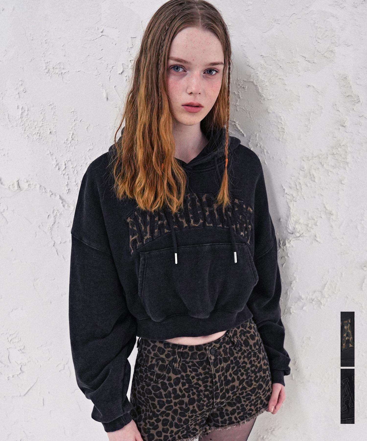 Urban Dress Leopard Logo Crop Hoody_2Colors Black/S