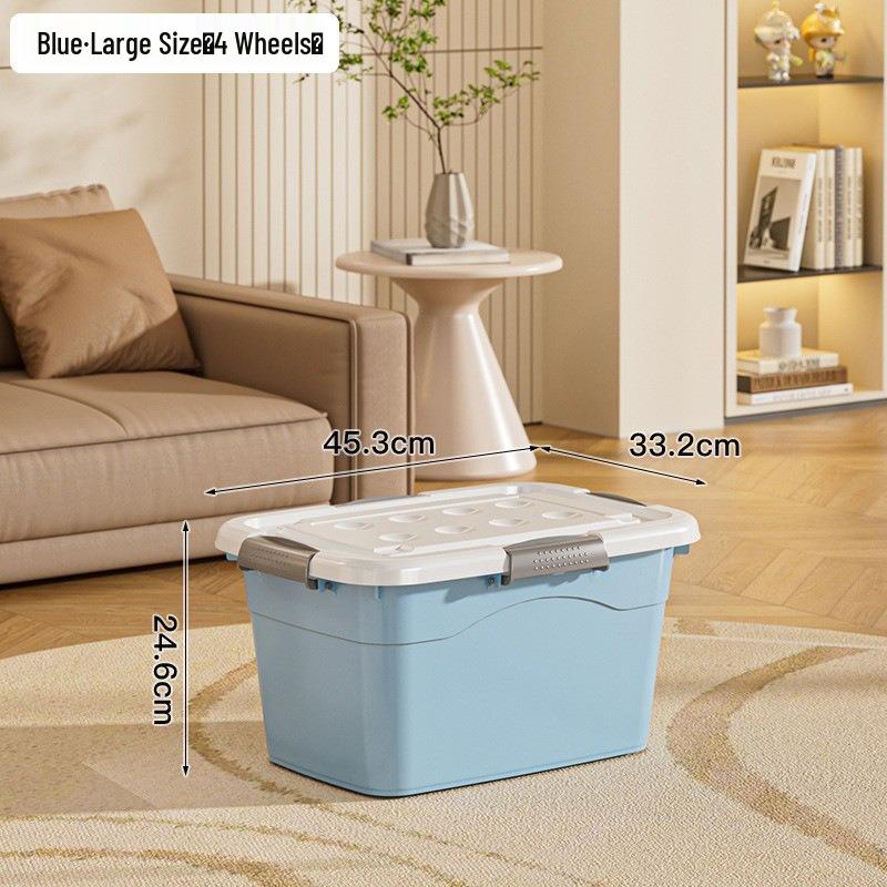 Extra Large Plastic Storage Box with Wheels for Toys, Snacks, Clothes - Thickened Container for Living Room & Bedroom