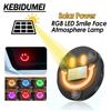 Car Solar & USB Powered Smile Face Light Window RGB Atmosphere Light Led Flash Decorate Light with Sucker For Windshield