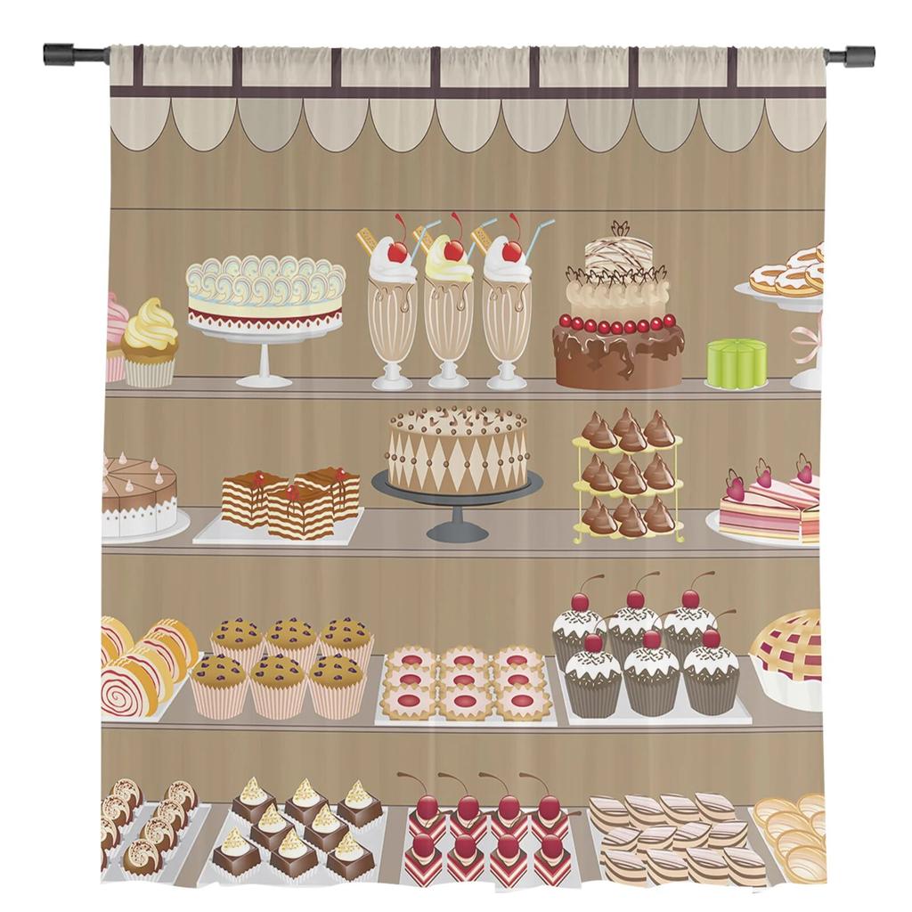 Dessert Cake Bread Modern Tulle Curtains for Living Room Bedroom Home Kitchen Window Sheer Curtains