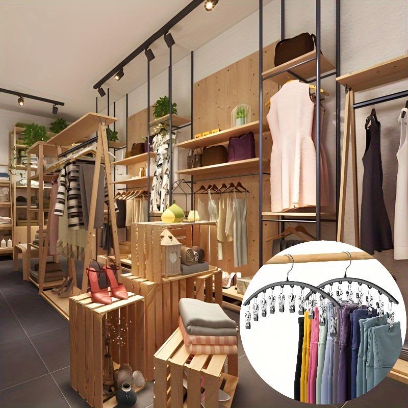 2pcs Metal Yoga Pants Hangers W/10 Clips,   Saving Hanging Closet Organizer W/Rubber Coated Closet Organizers and Storage, Black