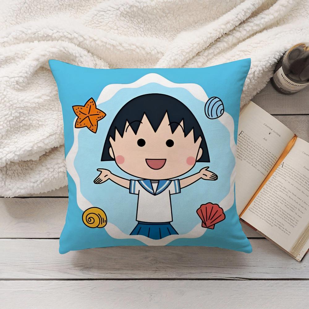 Cartoon Chibi Marukochan Pillow Case Home Decoration Cushion Cover Suitable For Bedroom Car Office Sofa