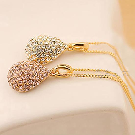 Necklace Shiny Adjustable Women Waterdrop Shape Rhinestone Pendant Chain for Travel Party
