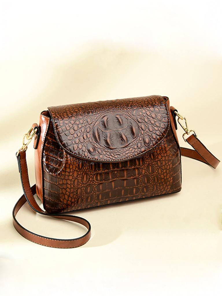 Shoulder Bags for Women Cowhide Crocodile Pattern Handbag Female Designer Luxury Crossbody Bag Vintage Retro Tote
