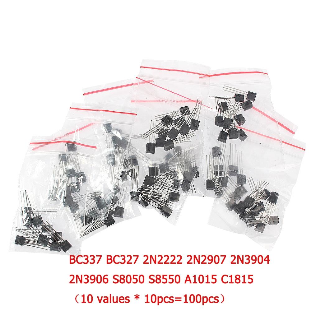 

50-900PCS Комплект транзисторів NPN PNP S8050 S8550 S9012 2N3904 2N3906 C1815 A1015 MJE13001 BC327 BC337 BC517 BC547 BC548 BC549 BC558 BC337-C1815-100pcs