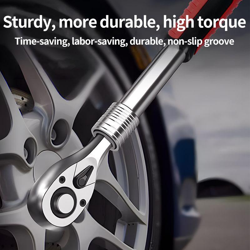 72-Zahn Einziehbare & Ausziehbare Ratsche, 1/4" 3/8'' 1/2'' Antrieb, Schnelllöse & Umkehrbare Steckschlüsselgarnitur