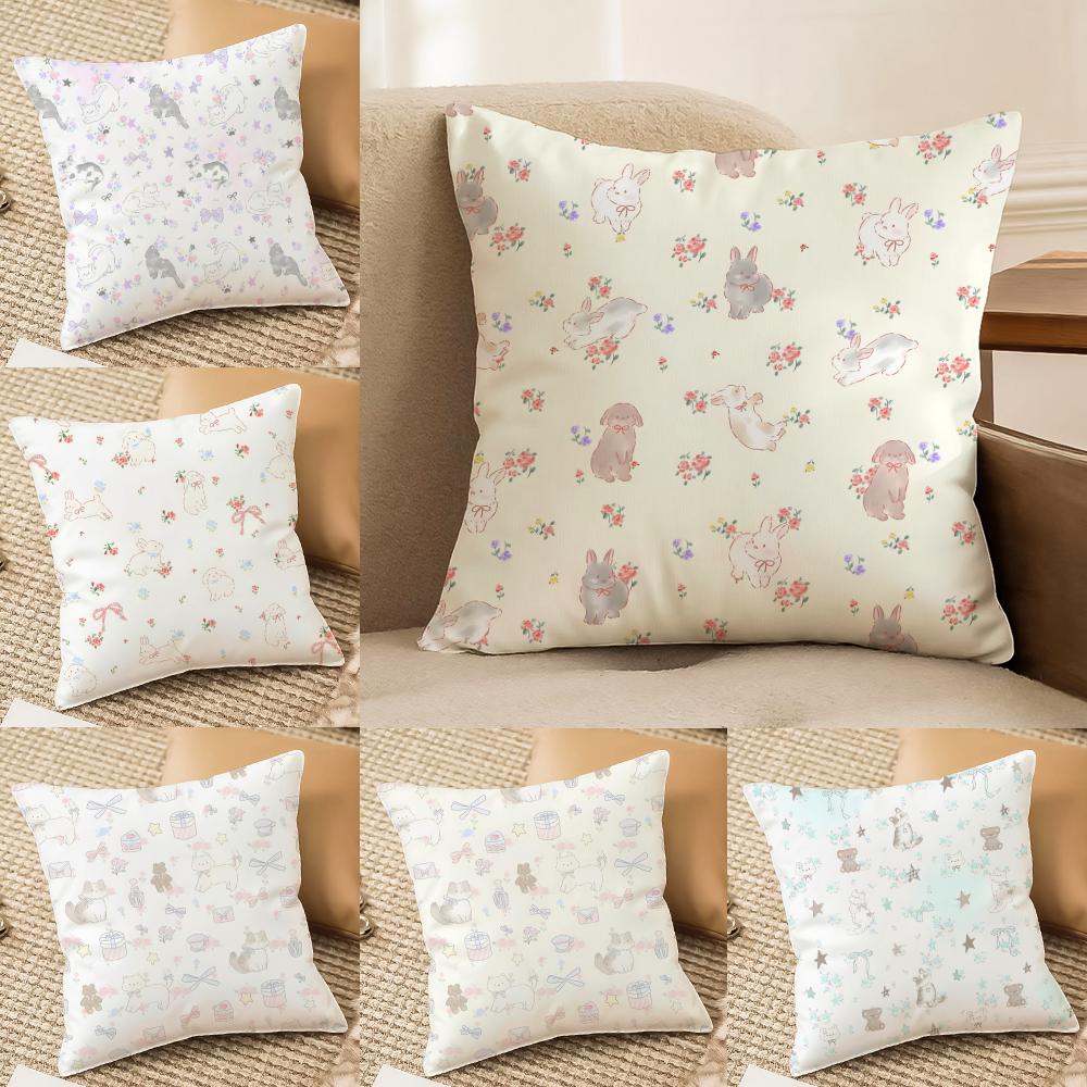 Flowers And Animals Warmly Heart Cushion Cover Silky Elegant Comfort Sofa Bed Invisible Zipper Beach Pillowcase