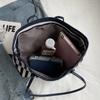 Large Capacity Shoulder Bag Zipper Shopping Handbag Simple Stripe Canvas Tote Bag  Girls