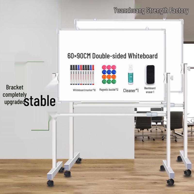 Double-Sided Magnetic Whiteboard & Chalkboard with Mobile Stand for Home, Teaching, and Office Use