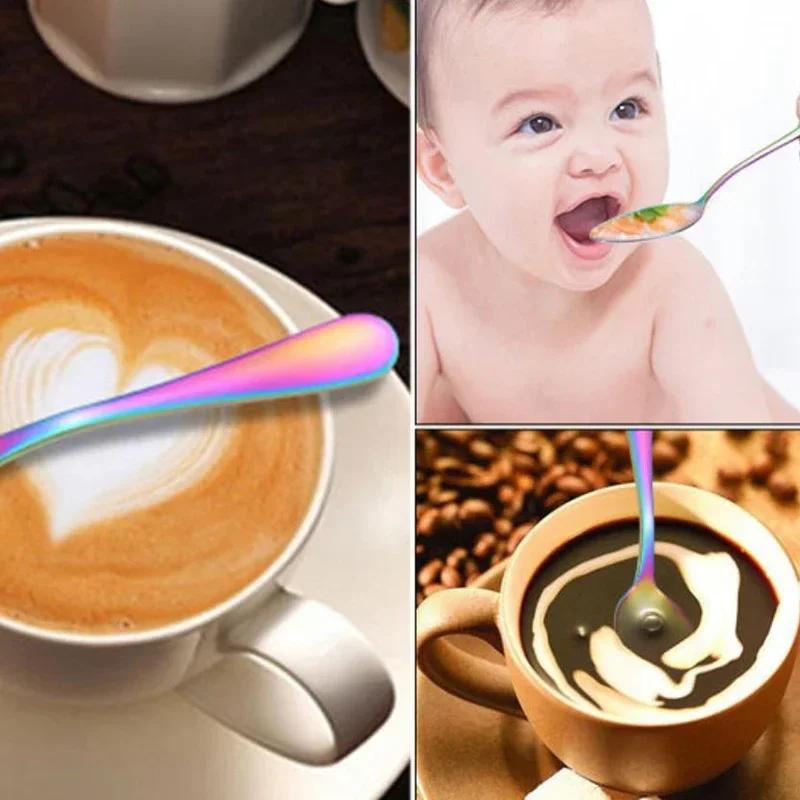 304 Edelstahl Gewürzlöffel Kaffeelöffel Eis Dessertlöffel Mini Rührlöffel Küchenzubehör Geschenk