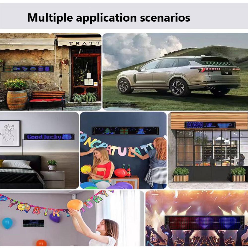Ecran flexibil cu LED-uri pentru mașină, panou de pixeli matrice USB 5V Model RGB Graffiti Defilare text Afișare animație Magazin de mașini cu APP.