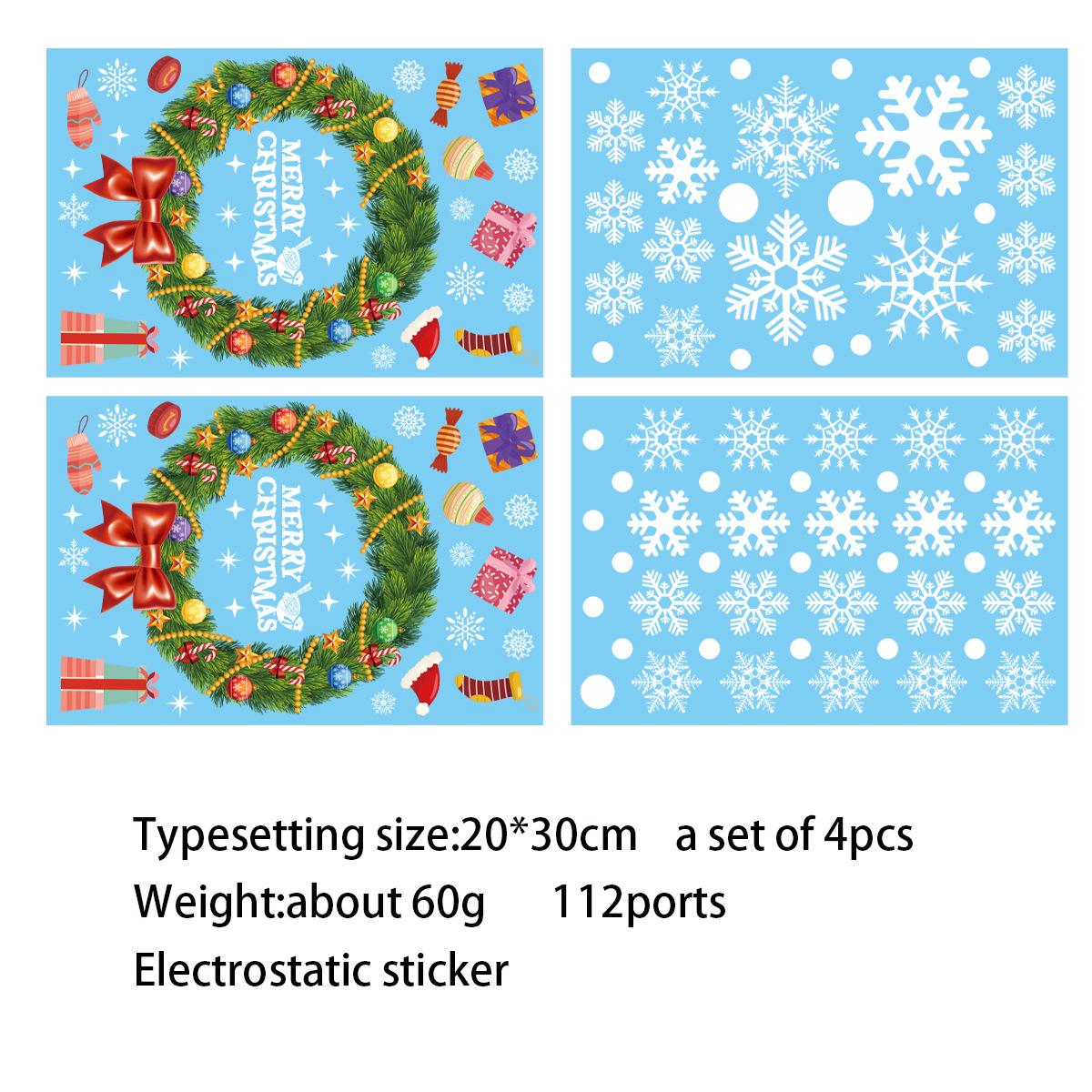 

4 sheets/set Christmas Window Stickers - Static White Snowflake and Winter Decorations, Reusable Plastic Holiday Decoration