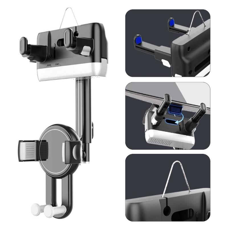 Universal Car Rearview Mirror Smartphone Mount 360 Degree Rotation And Adjustable Length Suitable For Any Vehicle Model
