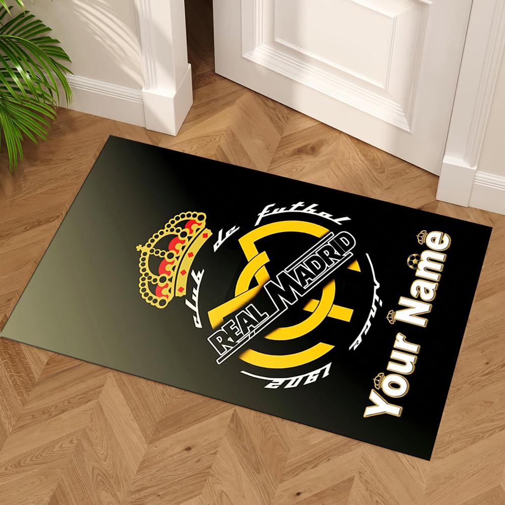 Real Madrid Club Customizable Name Carpet Suitable for Game Room Entryway Dormitory Study Room Anti-slip Rug Decorate Offices Gift for Festivals