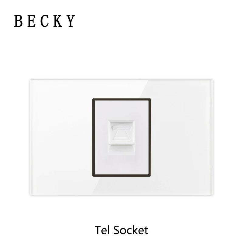 118 Type Piano Key White Tempered Glass Fashionable Switch Socket American British European Standard Universal Socket