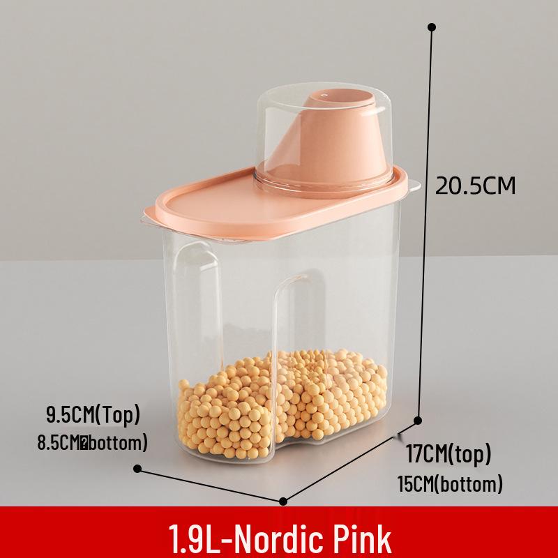 Zásobník na obilí a cereálie, plastová nádoba na skladování potravin pro suché zboží a krmivo pro psy.