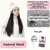 Women's Winter Wig Hat Knitted Hat Long Wave Straight Hair Synthetic Hat Wig