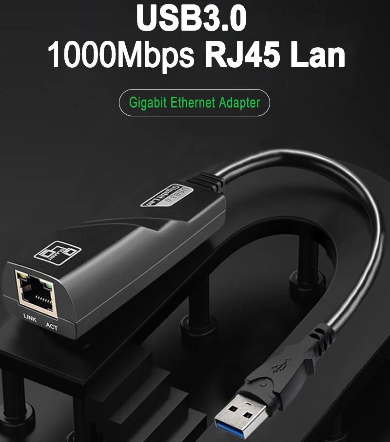Gigabit USB LAN adapter Vezetékes adapter SUNROZ USB 3.0 - Ethernet / hálózati RJ45 LAN Windows 11/10/8.1/7/X rendszerhez (A487310)