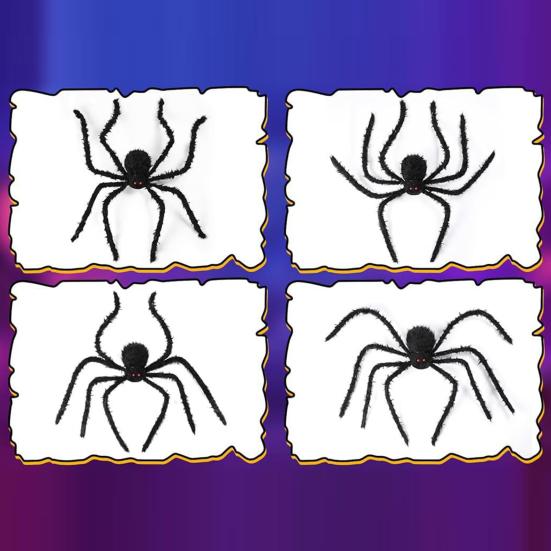 Halloweenský obří svítící pavouk Strašidelný realistický chlupatý LED pavouk s ohebnýma nohama pro vnitřní venkovní Halloweenskou zahradní domácí výzdobu