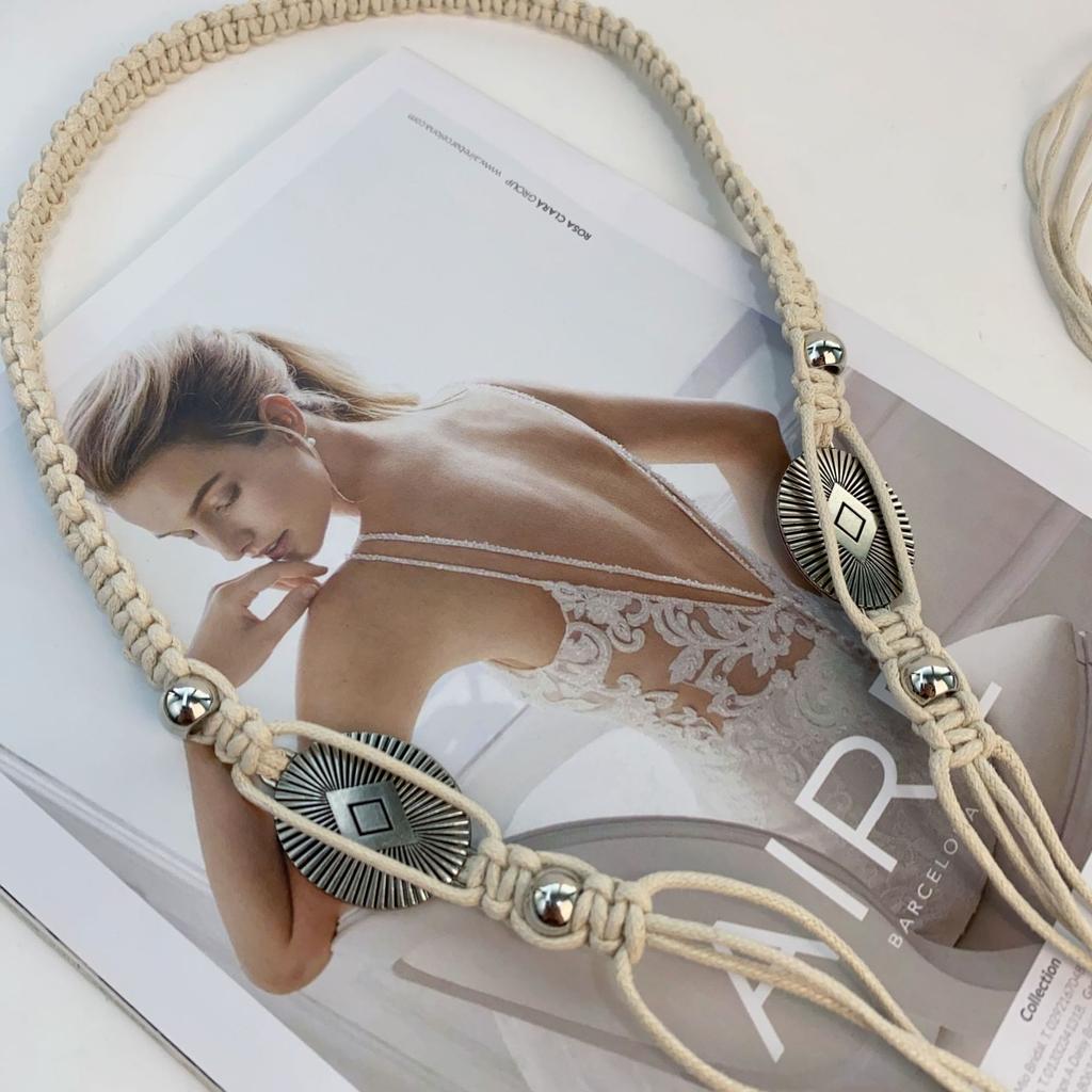 Vintage Woven Bohemian Waist Rope With Skirt Ethnic Style Decorative Summer Belt Simple Waist Chain Belt