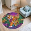 Bamboo Forest Tiger,Round Area Rug,Carpet Rug for Living Room Bedroom Sofa Playroom Decor,Non-slip Floor Mat