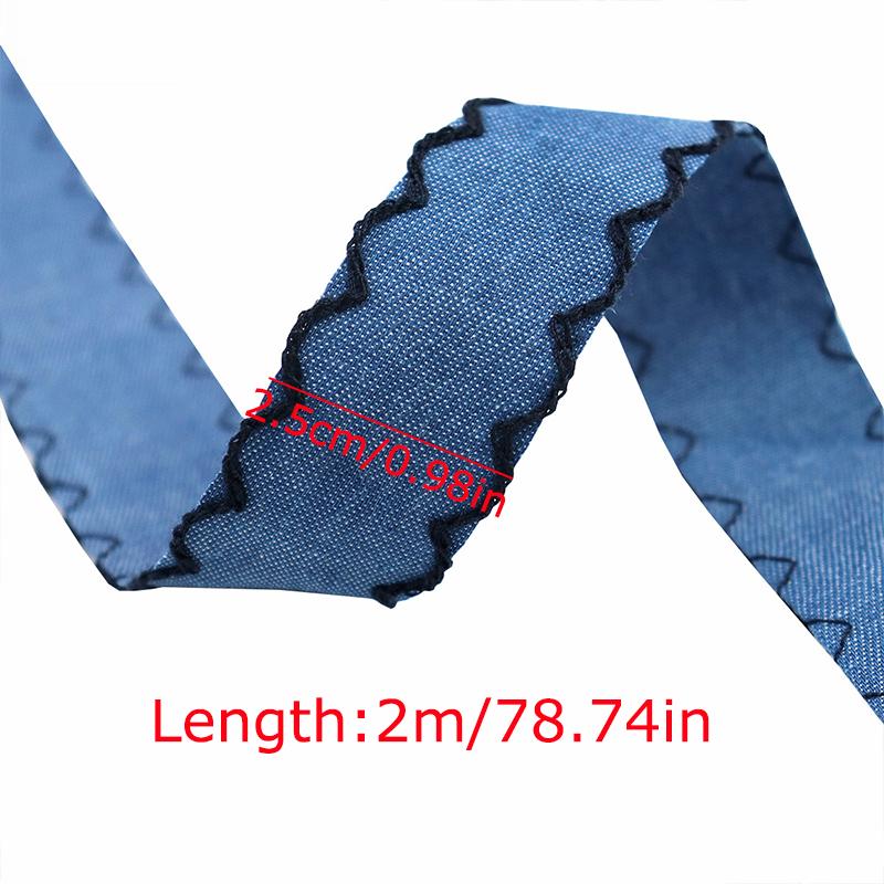 2m Denim Bordas Limpas DIY Fita Fácil de Cortar Tecido Vintage Acessórios Resistentes Flexível com Gancho Durável