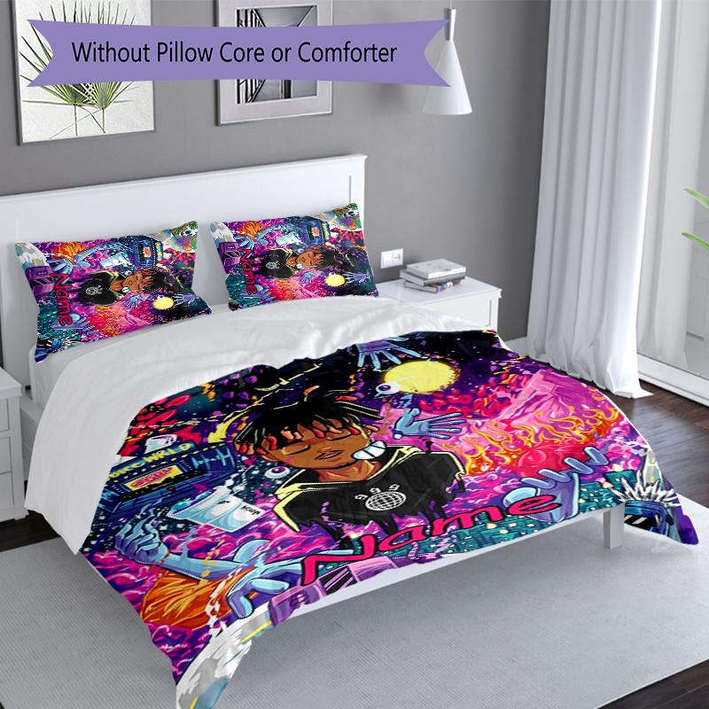 3pcs Custom Name Juice WRLD Set,Includes 1 Duvet Cover and 2 Pillowcases,All-season Bedroom Decor