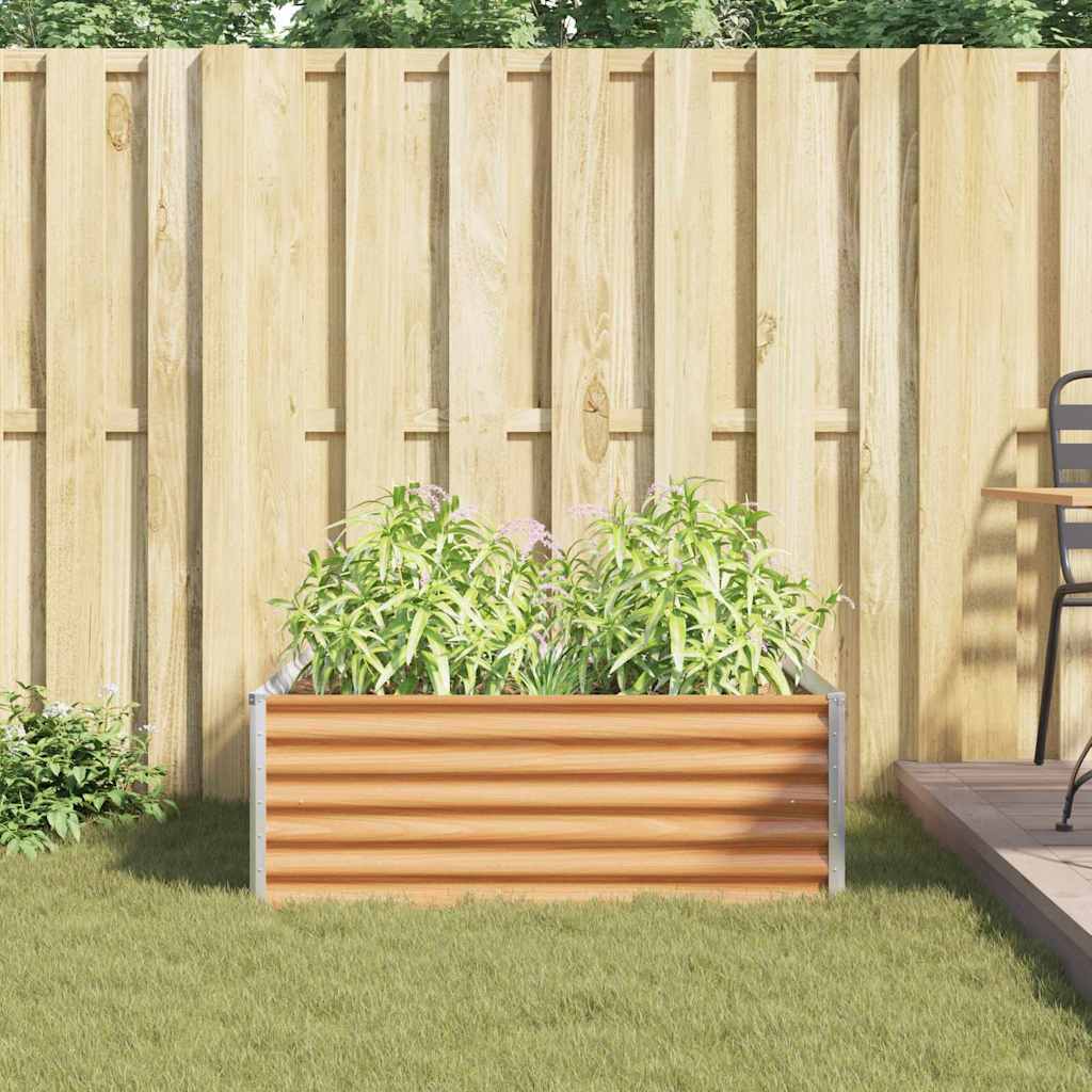 Raised Bed Light Brown 98 X 100 X 36 Cm Galvanized Steel