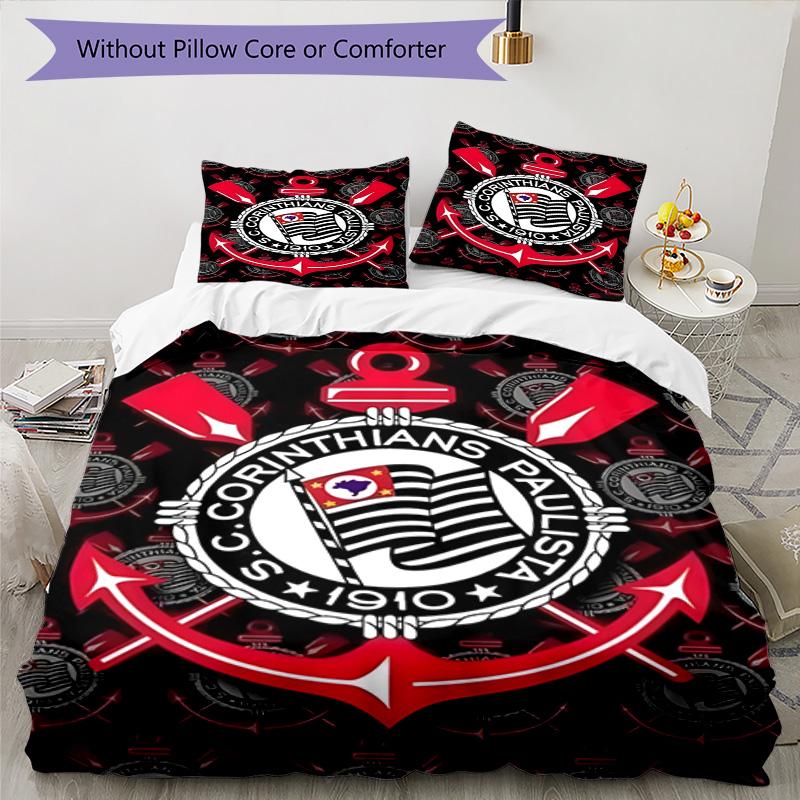 Sport Club Football Crest Printed Pattern Duvet Cover Set – Includes 1 Duvet Cover and 2 Matching Pillowcases Bedroom Decor Christmas Gifts