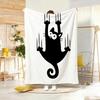 Artistic Pattern G-Goofy Black Cat Clawing Throw Lightweight 240g Flannel Blanket Soft Skin-friendly for Summer Cooling