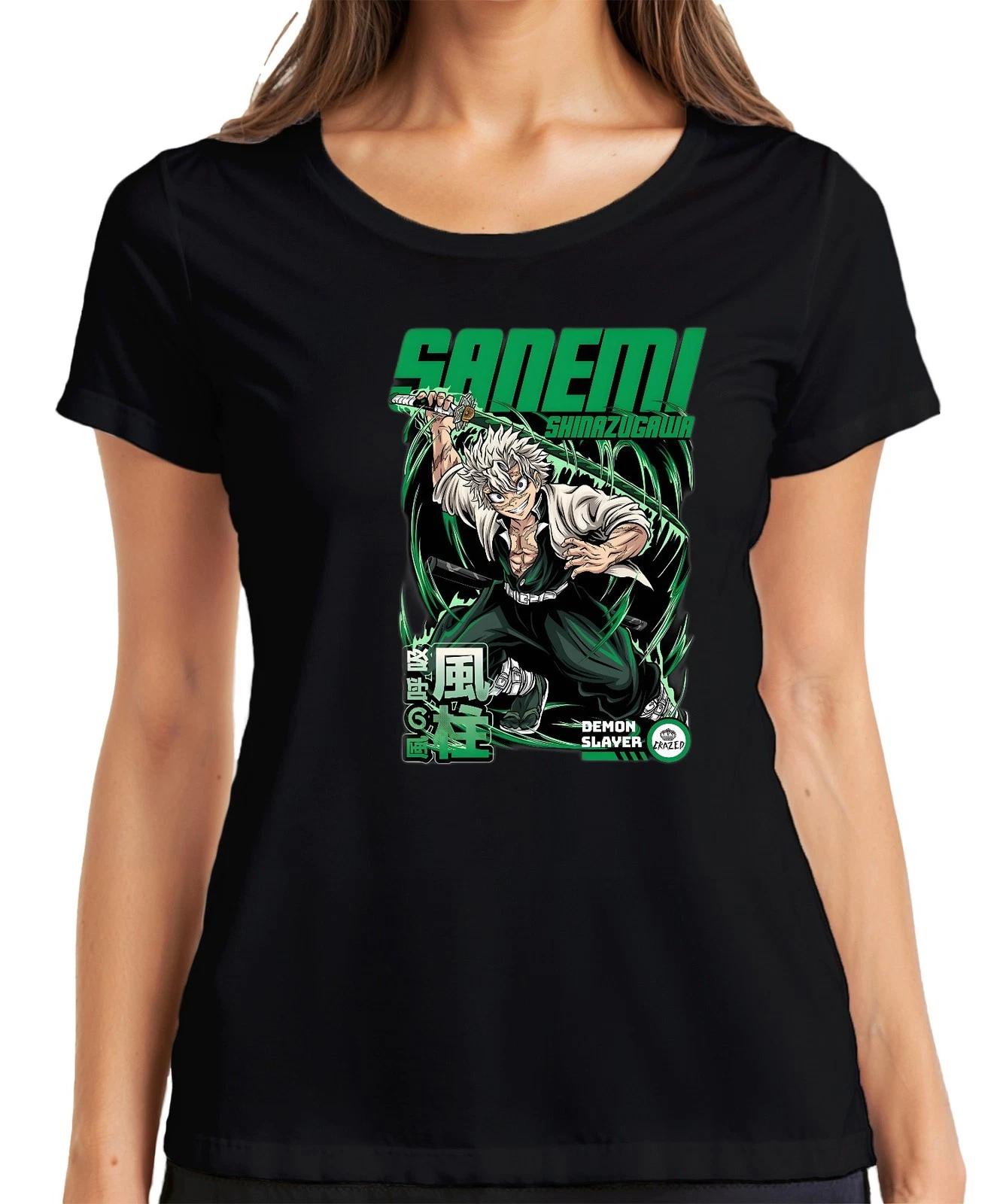 Sanemi Shinazugawa Demon Slayer Wind Hashira weißes Haar Schwert Damen T-Shirt XS