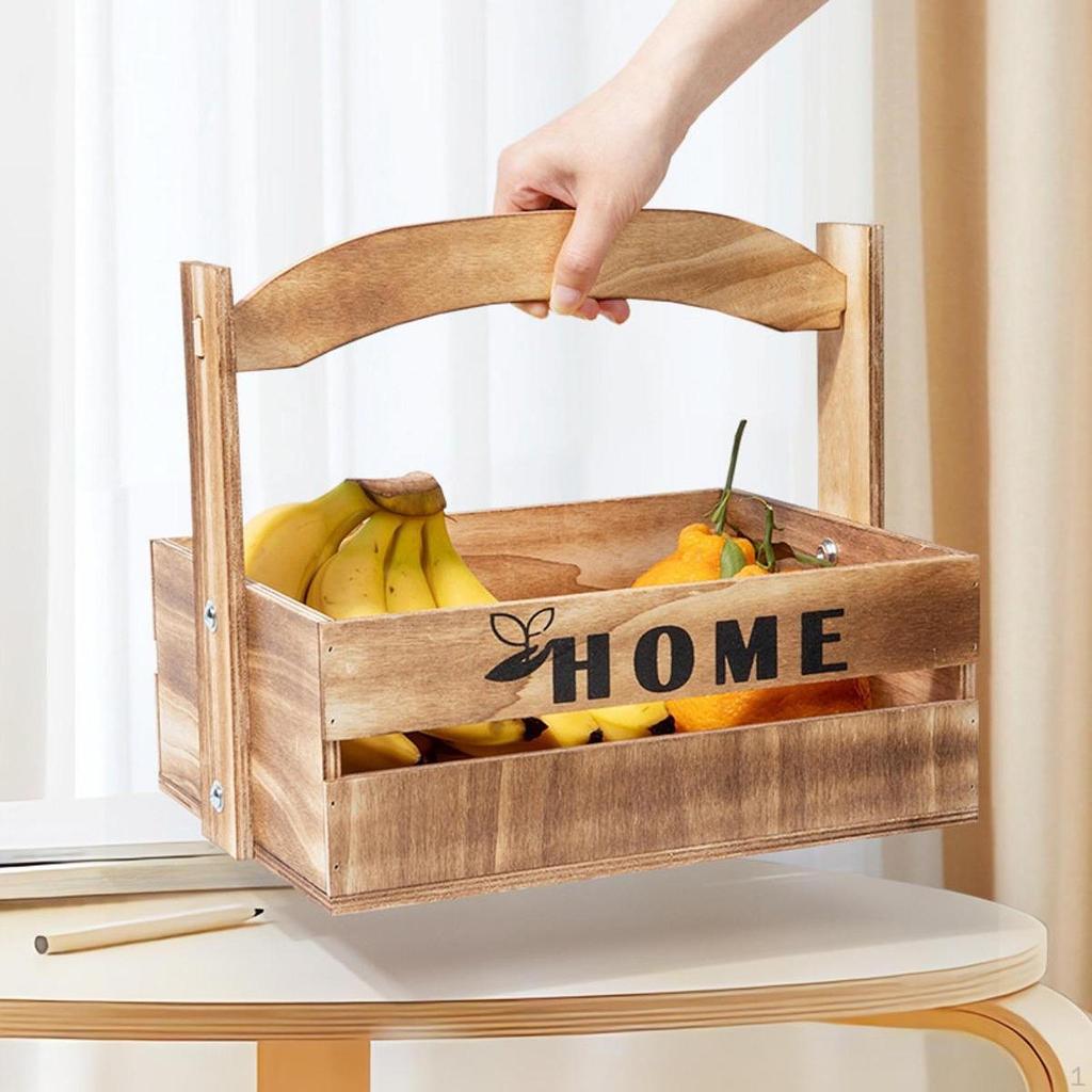 Elegant Wooden Fruit Bowl with Handle for Kitchen Decor