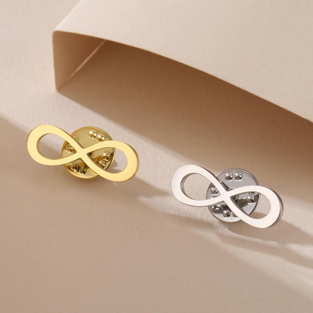 Dawapara Classic Infinity Symbol Brooch Endless Love and Friendship Lapel Pin Stainless Steel Accessories